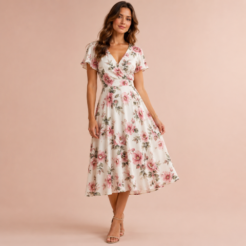 Vestido midi floral