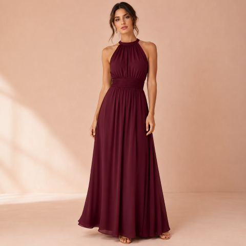 Vestido longo liso